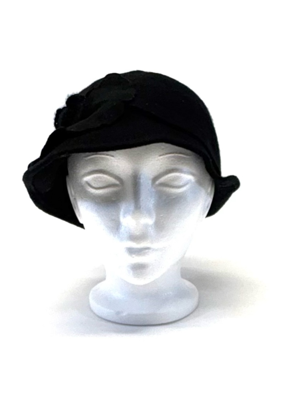 Le Chateau Black 100% Wool Fedora Hat M/L Vintage Style Structured Trilby